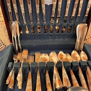 1948 Silver Plated flatware by Community-Morning Star pattern, 124 pieces in box